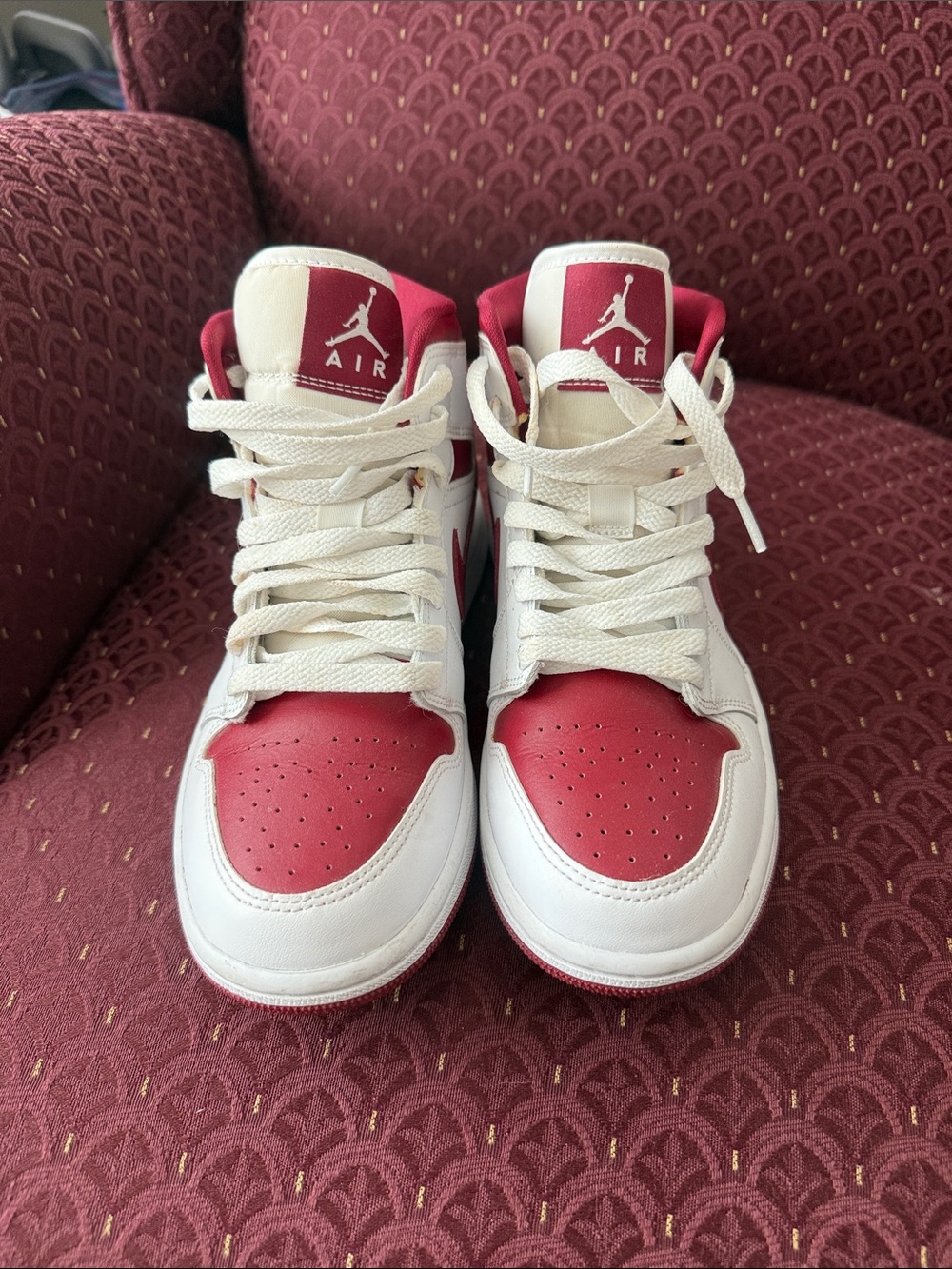 Nike Air Jordan 1 Low/High White & Red Leather Sneakers
